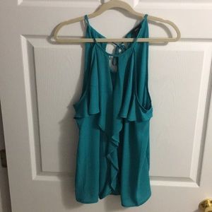 Teal Tank with Ruffle and Tie